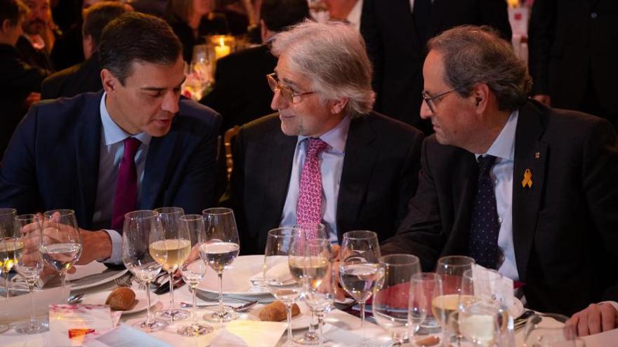 Sánchez y Torra en la cena con los empresarios catalanes.