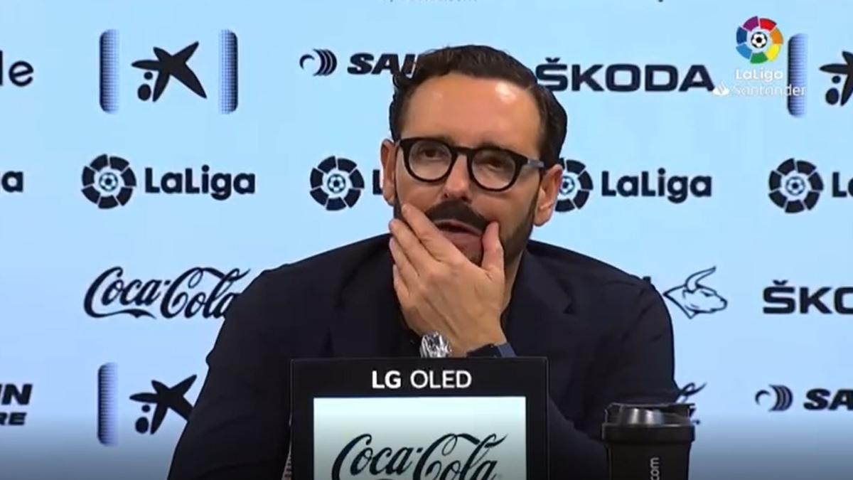 José Bordalás, en la sala de prensa de Mestalla tras el Valencia - Betis