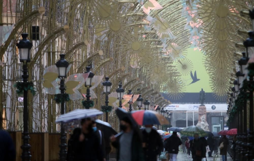 Lluvia en Málaga con la llegada de la borrasca Filomena.