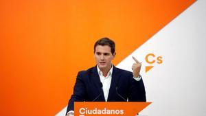 GRAF6936  MADRID  ESPANA   15 10 2018 - El lider de Ciudadanos Albert Rivera  durante la rueda de prensa tras la reunion del Comite Ejecutivo de Ciudadanos -EFE Juan Carlos Hidalgo