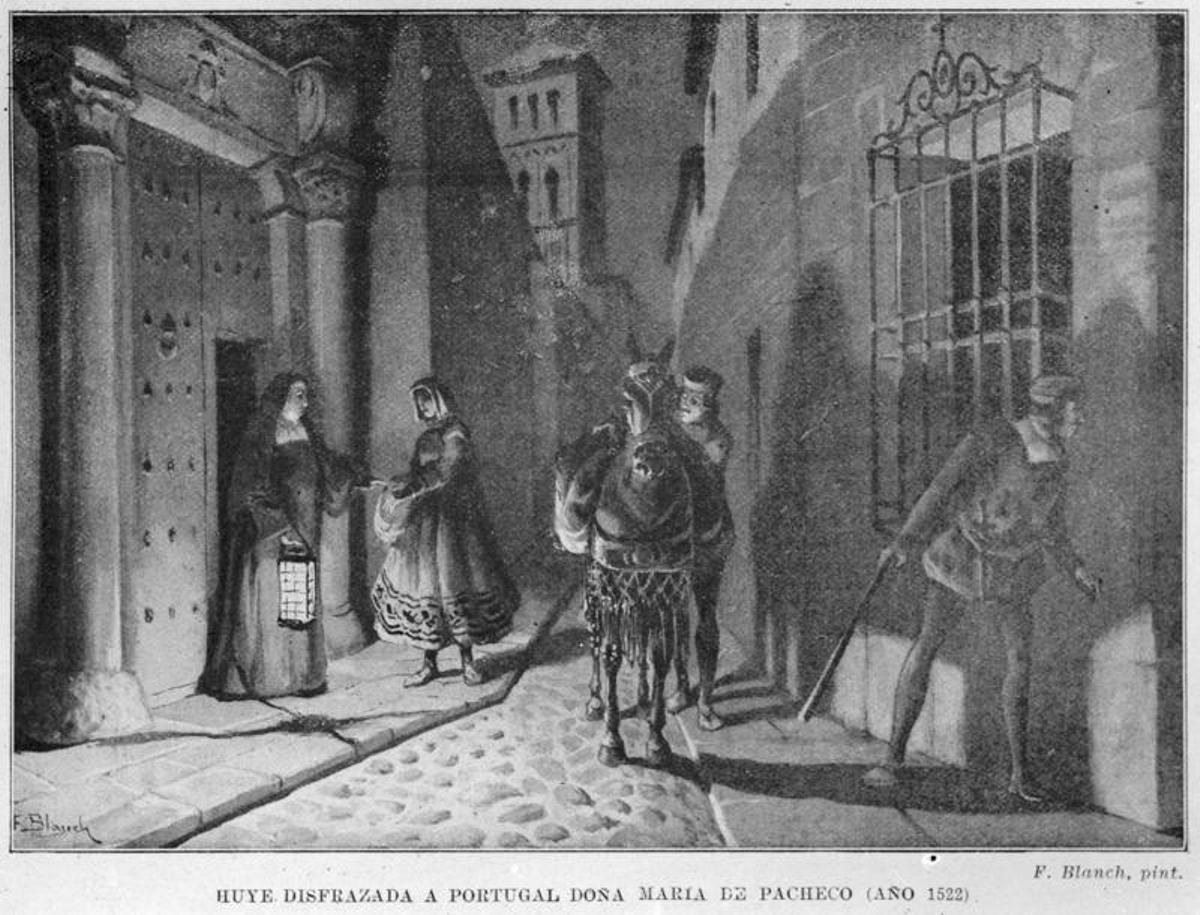 María Pacheco huye disfrazada a Portugal