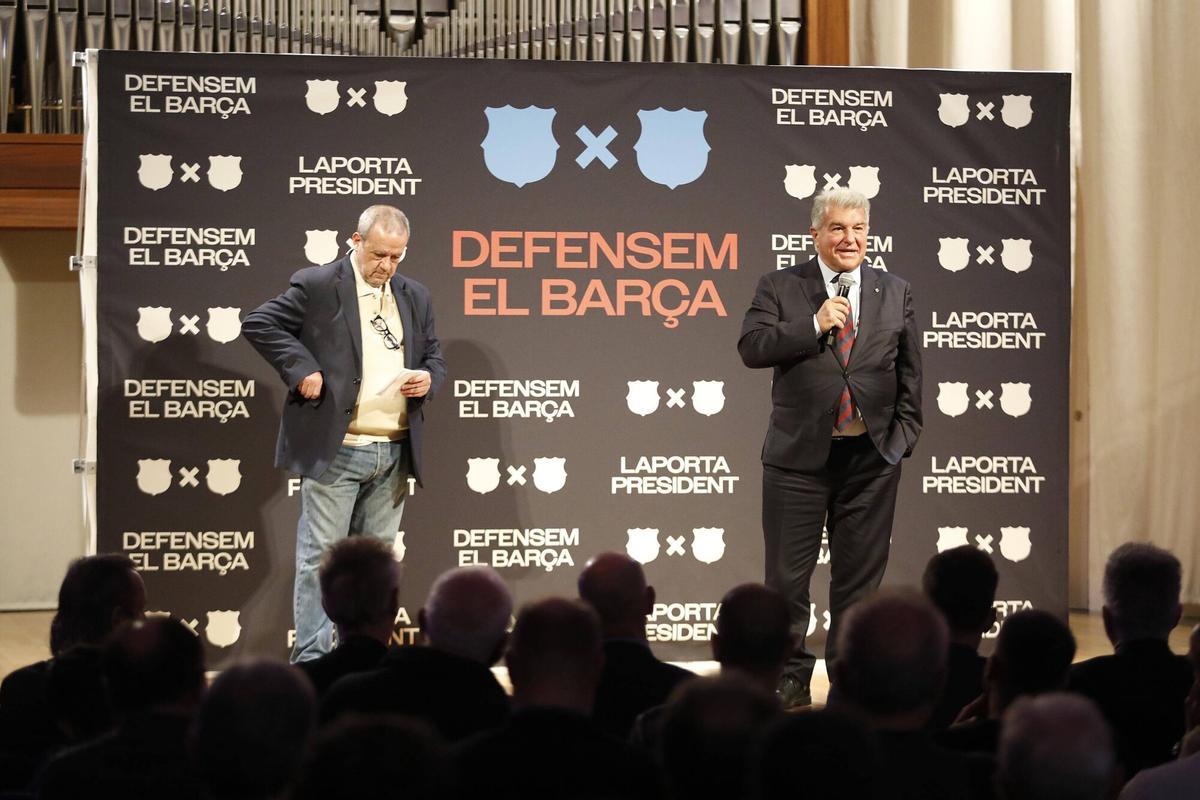 Girona. Casa Cultura. Acte electoral Joan Laporta (president del Barça FCB). Candidatura Defensem el Barça.