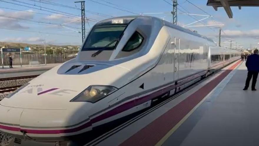 El primer AVE Madrid-Murcia entra en la estación de Elche