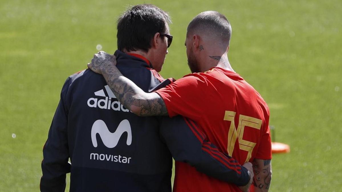 Lopetegui y Ramos, durante concentración de la selección