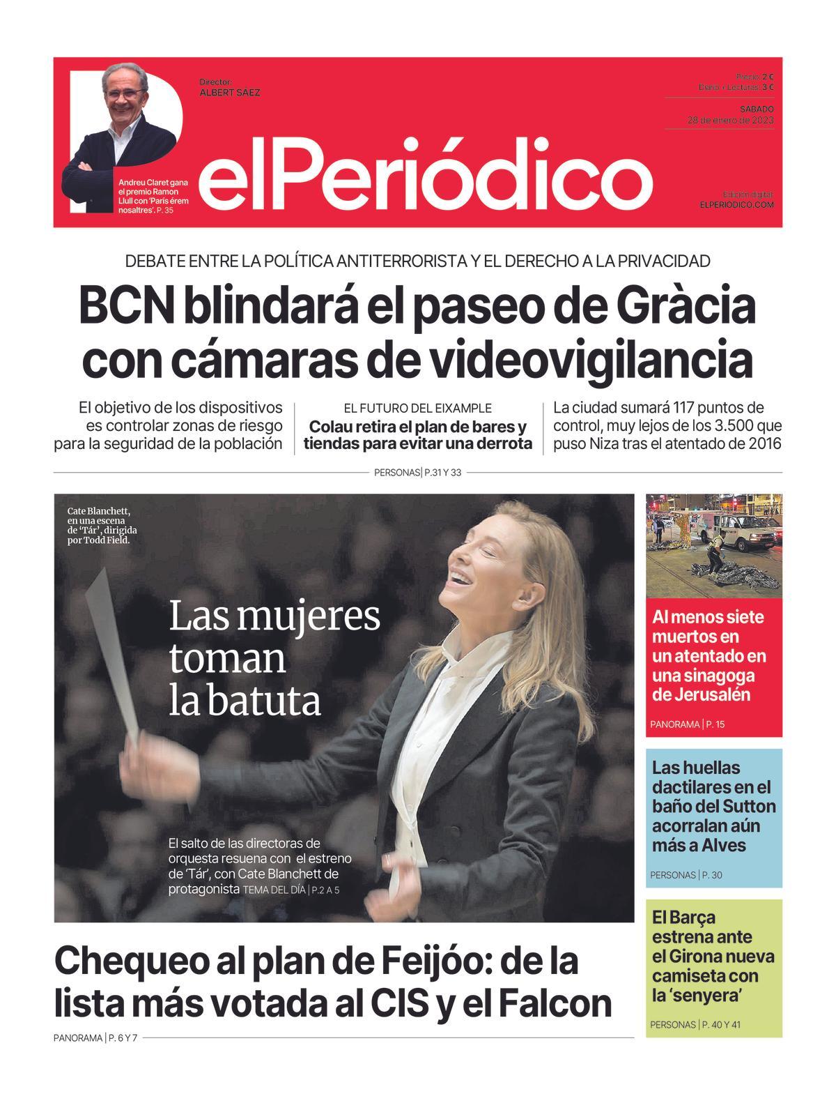 La portada d’EL PERIÓDICO del 28 de gener del 2023