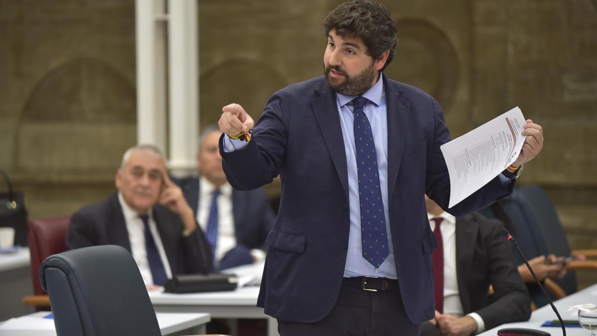 Fernando López Miras, en la Asamblea Regional.