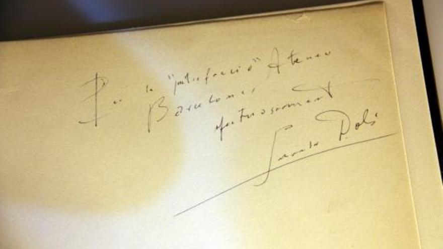 Dedicatòria de Salvador Dalí als membres de l&#039;Ateneu Barcelonès