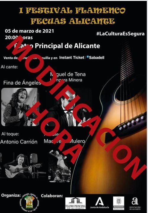 El cartel del festival flamenco, que se adelanta a las 19 horas del 5 de marzo