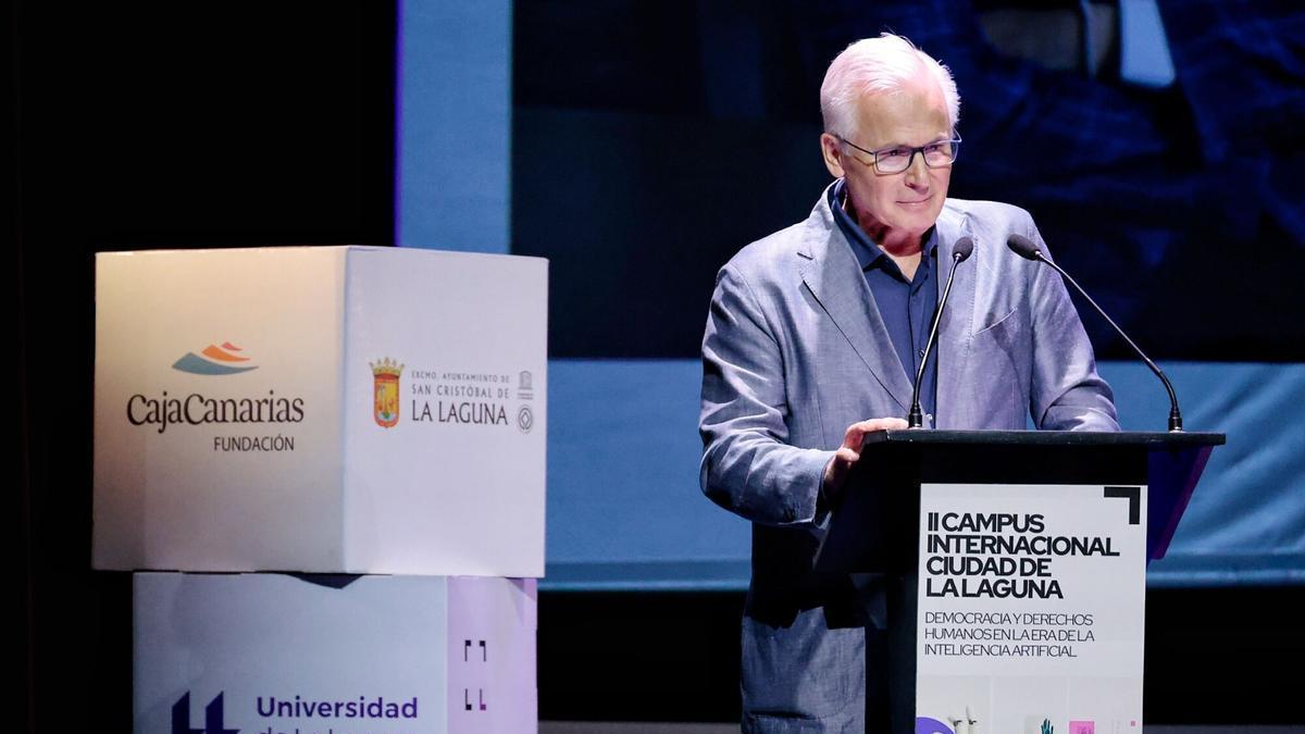 El exjuez Baltasar Garzón durante la conferencia de clausura el II Campus Ciudad de La Laguna.