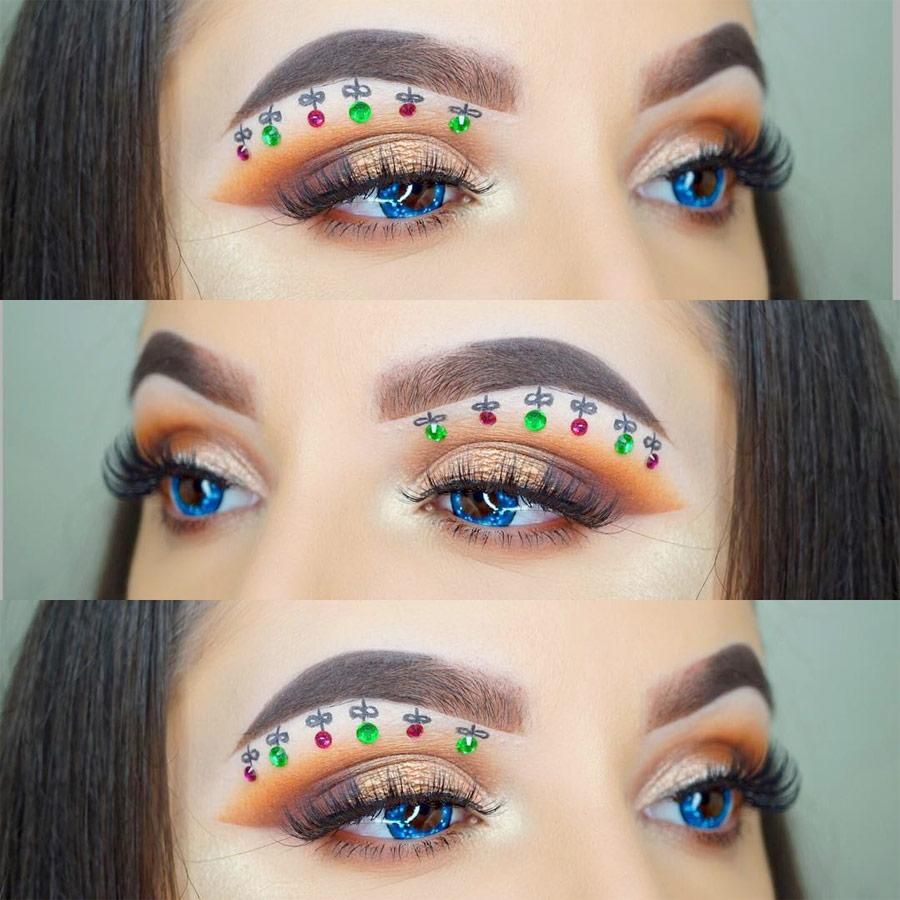 Maquillaje de Navidad con bolas de colores