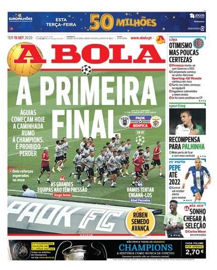 Portada A BOLA martes 15 septiembre 2020