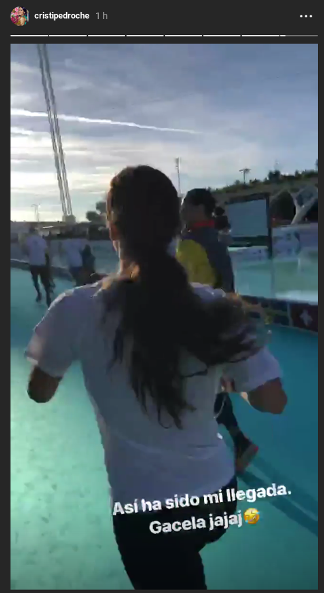 Cristina Pedroche llegando a la meta en el maratón de Valencia