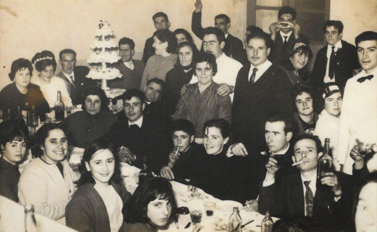 Un instante del banquete de la boda de José Sanmartín Mariño y Dolores Soto Villaverde.