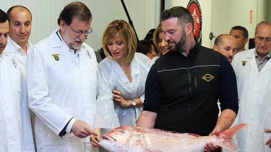 Rajoy, durante su visita a la empresa Román y Martos.