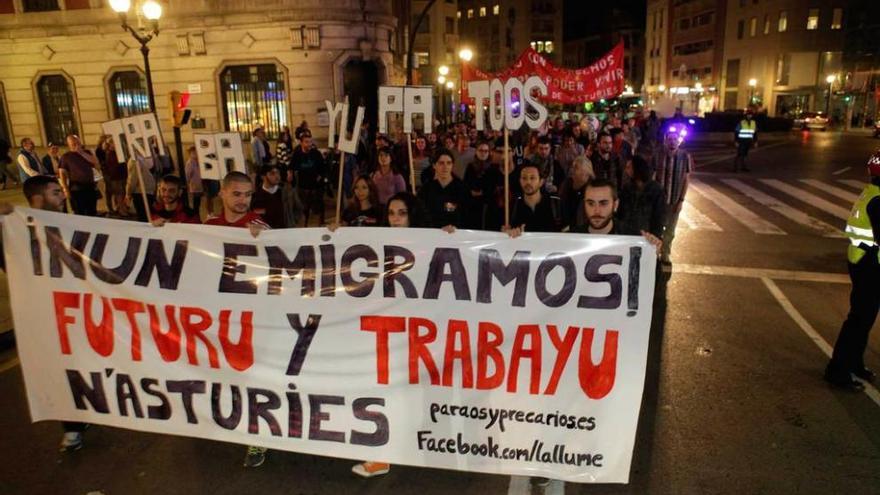 Una manifestación en favor de mejoras en el mercado laboral.