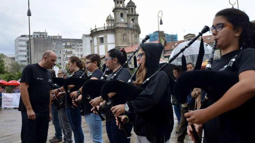 Una imagen de la protesta, que tuvo lugar en A Ferrería. // Gustavo Santos