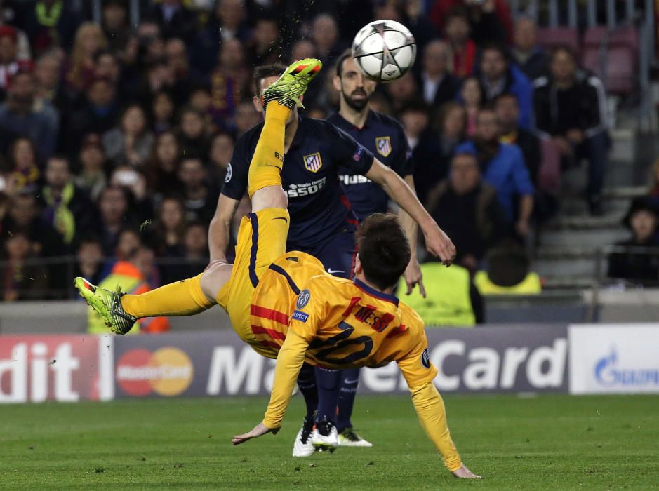 Las mejores imágenes del partido de ida de los cuartos de final de la Champions League entre el Barcelona y el Atlético.