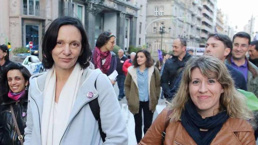 Bescansa, en una protesta en Vigo en favor de la sanidad pública.