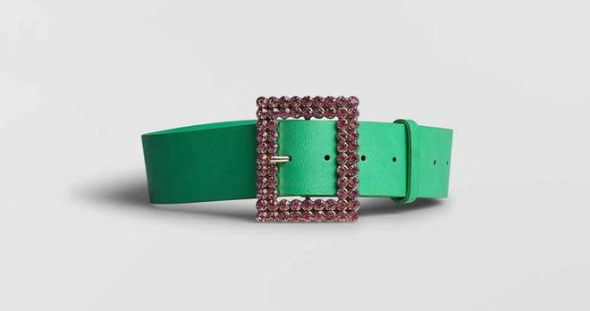 Cinturon verde con hebilla joya