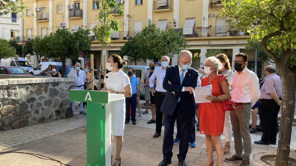 Los responsables políticos en la rueda de prensa de hoy.