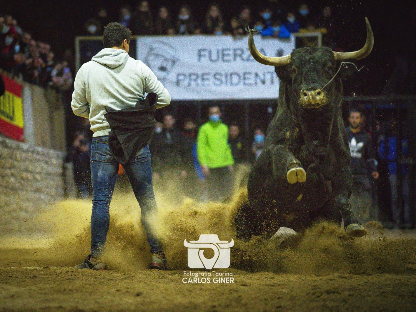 Otra de las impresionantes imágenes que dejó este toro en la Todolella.