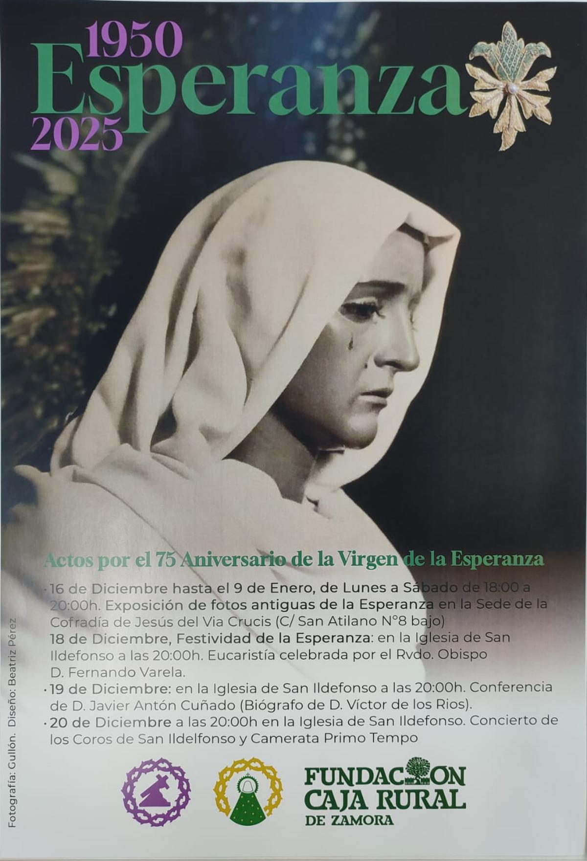 cartel con las actividades por el 75 aniversario de la imagen en Zamora