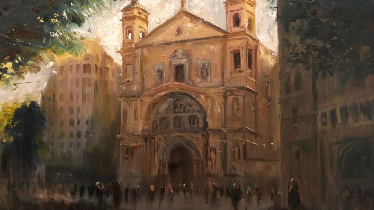 Obra ganadora del primer premio del concurso de pintura rápida al aire libre de la parroquia de Santa Engracia.