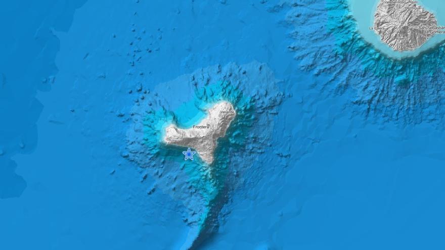 Localización del terremoto registrado hoy martes al sur de El Hierro.