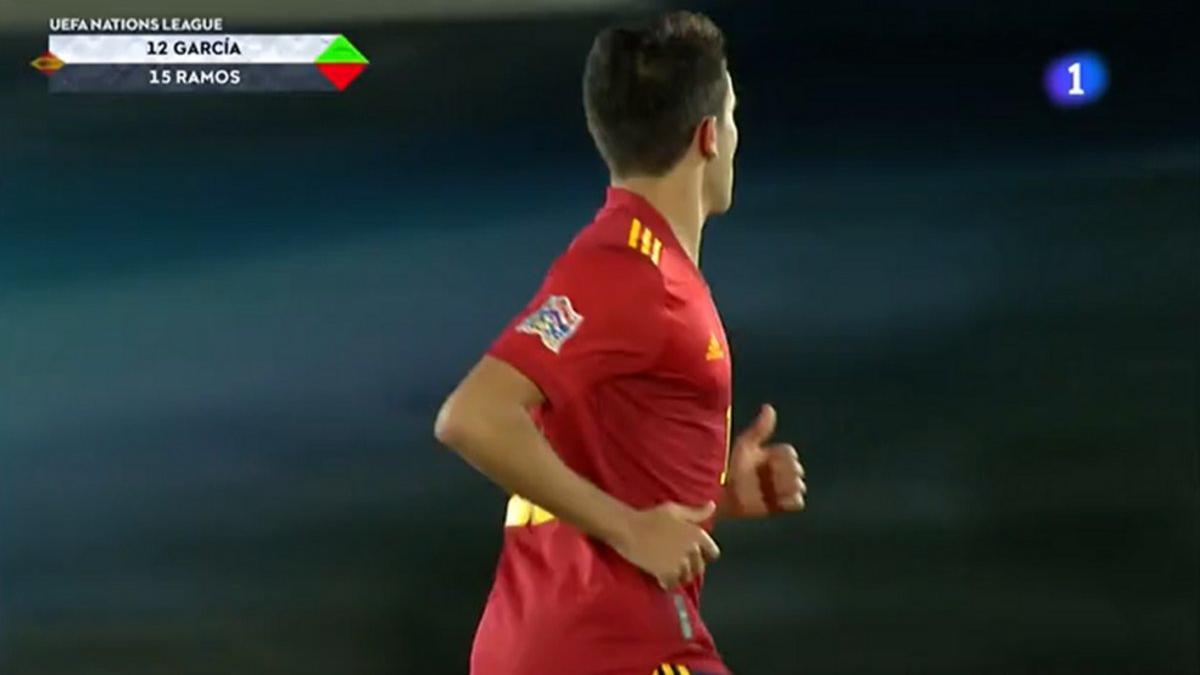 Eric García, en el momento de su debut con la selección española