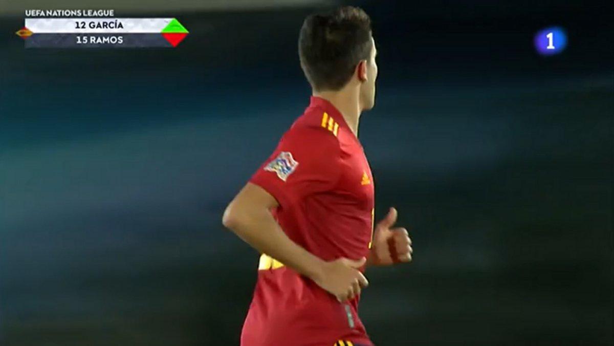 Eric García, en el momento de su debut con la selección española