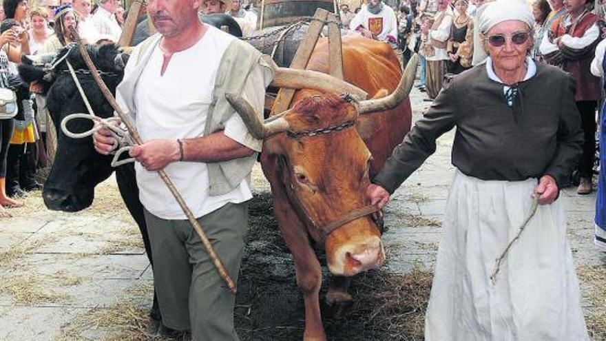 Recreación del comercio del vino por el casco histórico durante la Feira Franca.  // Rafa Vázquez