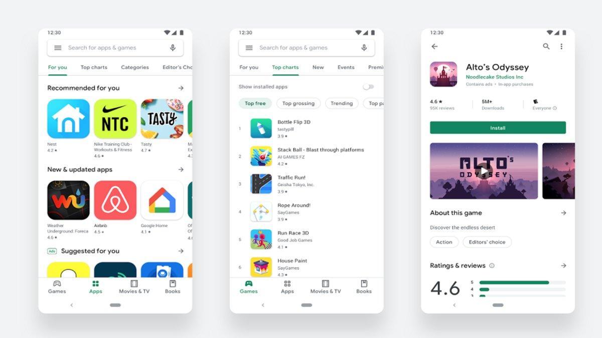 El nuevo diseño de Google Play Store