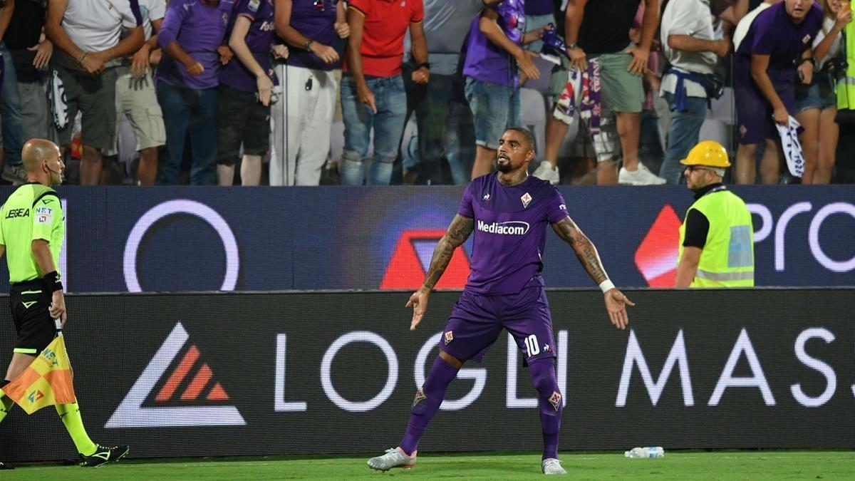 Boateng celebra su primer tanto con el Fiorentina.