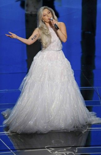 Lady Gaga performs songs from "The Sound of Music" during the 87th Academy Awards in Hollywood
