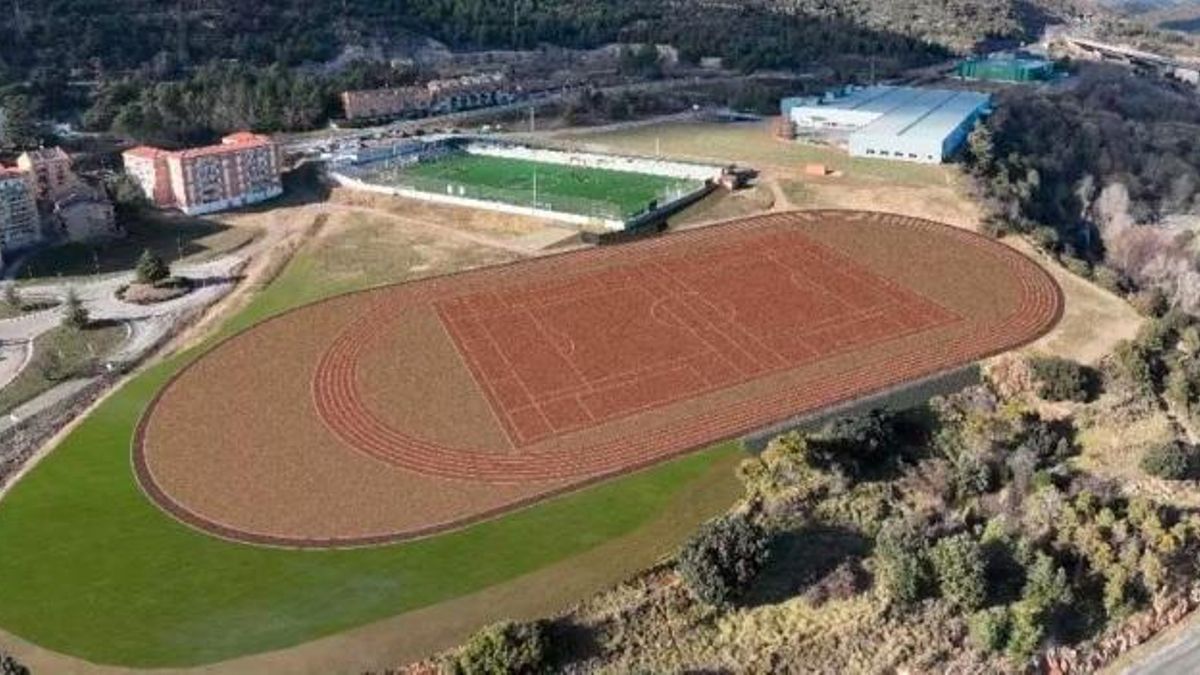 Imatge virtual de la futura pista d'atletisme de Puig-reig