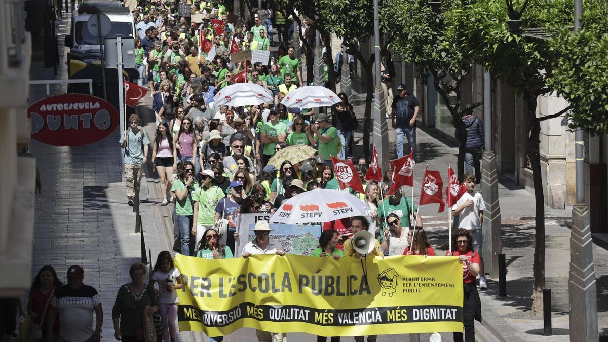 Reciente manifestación en Sagunt durante la huelga de profesores.