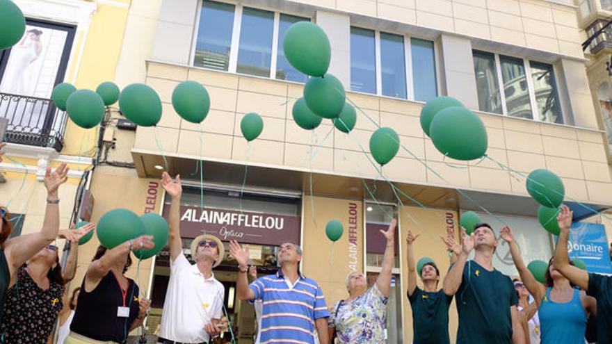 Andrade, ayer en la suelta de globos en la plaza de Félix Sáenz.