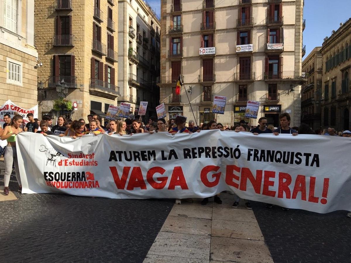 14/10/2019 Protesta en la plaza Sant Jaume de Barcelona tras la sentencia