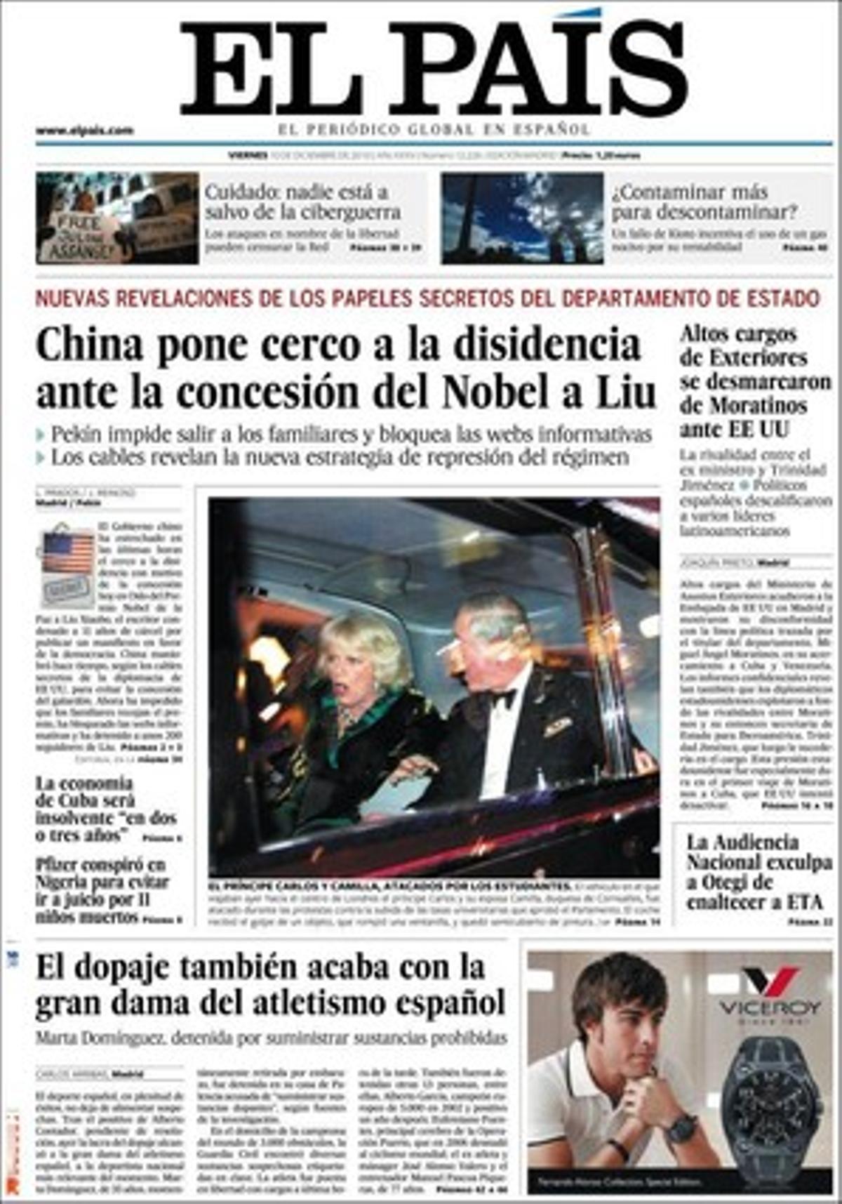 ’El País’ també destaca en pàgines interiors que l’alça del petroli posa en perill la recuperació dels països rics, que el PSC sospesa que Mascarell faci tàndem amb Hereu a Barcelona. I, a més, que la meitat del pressupost de la Generalitat va al sector privat; ESADE opina que amb el nou Govern augmentarà la col·laboració.