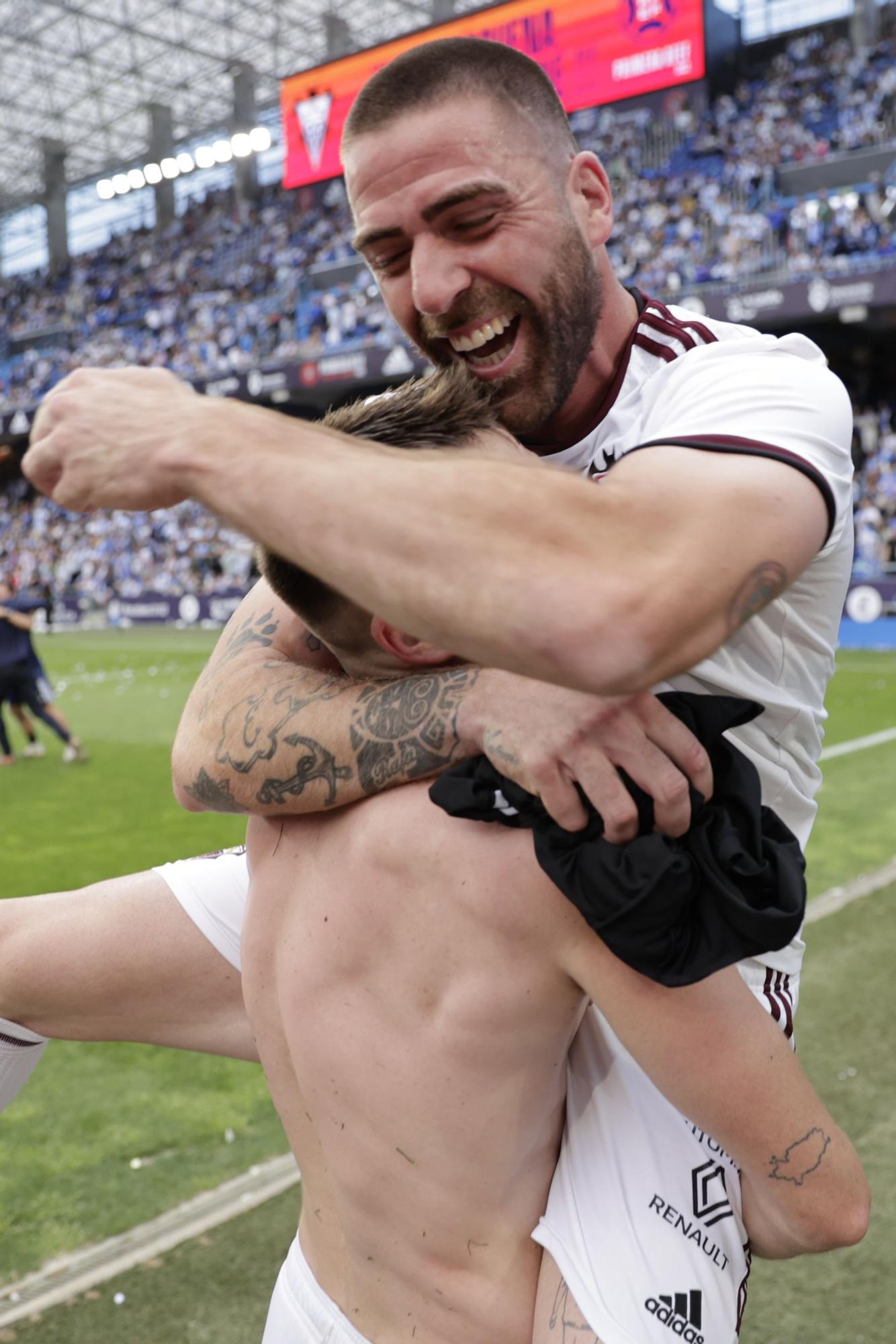 Rafa Gálvez, eufórico tras el partido en Riazor.