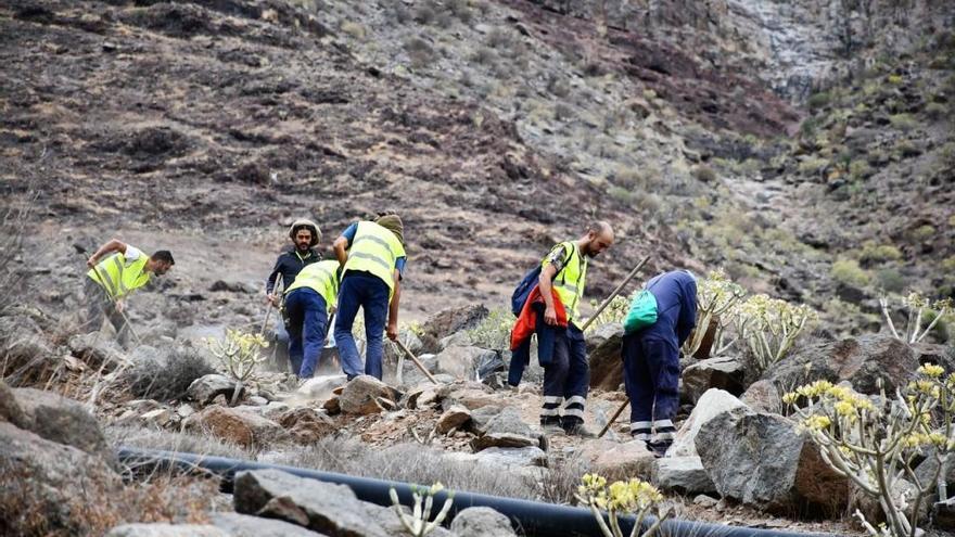 Trabajos de rehabilitación de los senderos de Mogán.