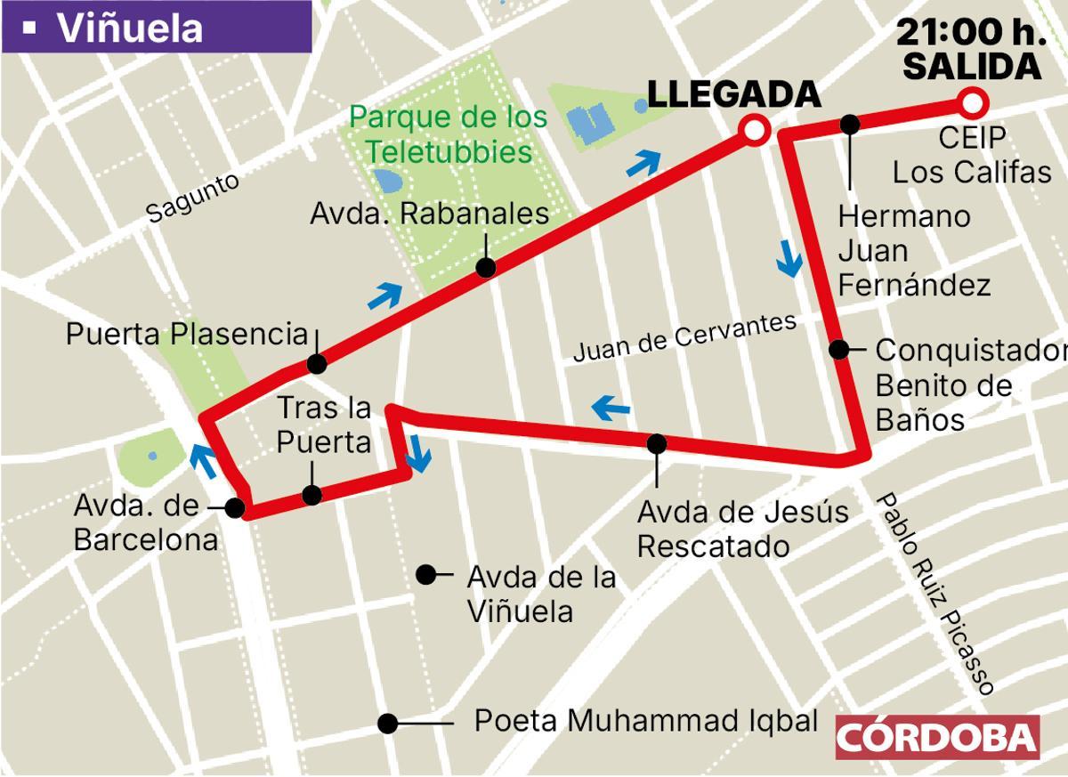 Recorrido de la cabalgata de La Viñuela.