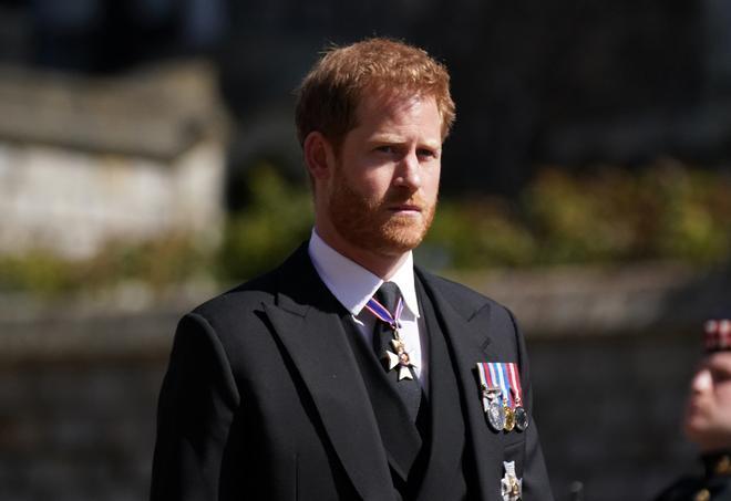 El principe Harry en el funeral del duque de Edimburgo