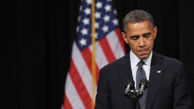 Barack Obama, durante el discurso de homenaje a las víctimas de Newtown, este domingo.