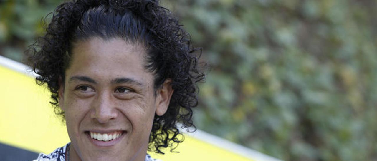 Mauricio Lemos, defensa uruguayo de la UD Las Palmas, durante un momento de la entrevista en Barranco Seco.