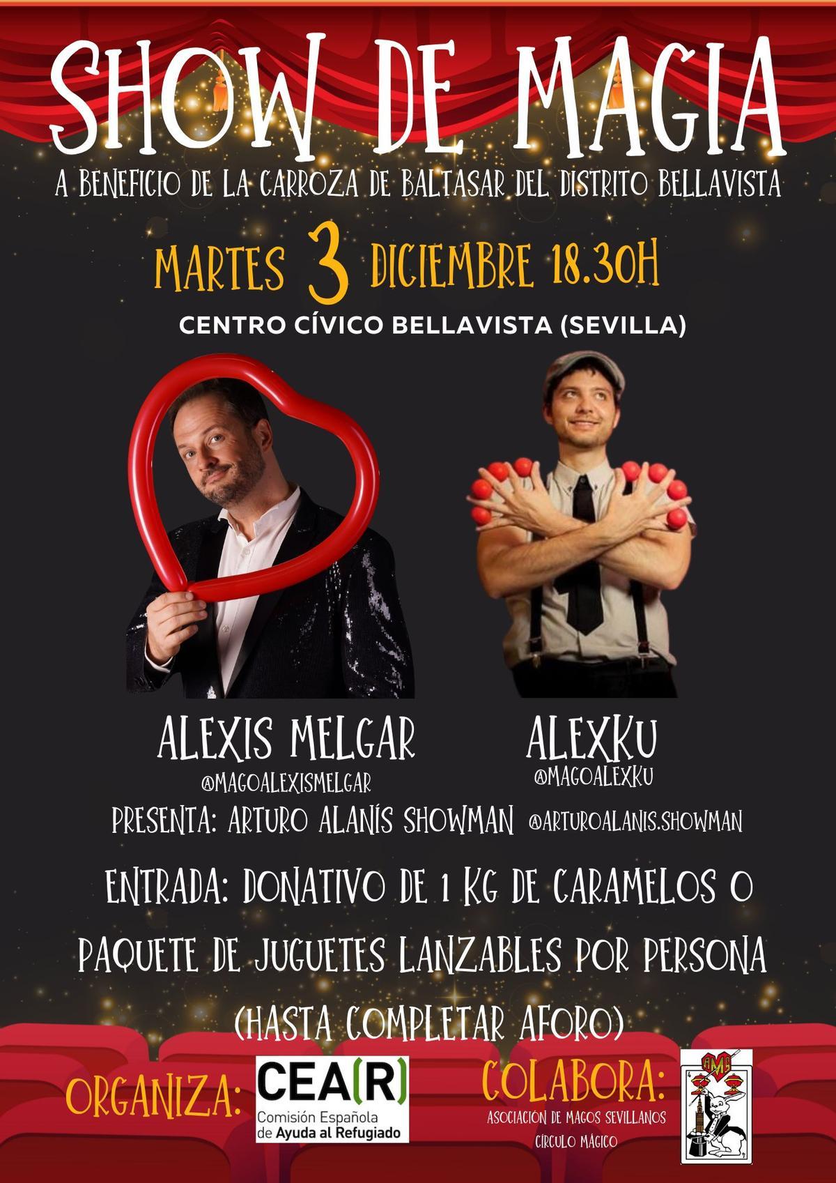 Cartel  Show de Magia a beneficio de la carroza de Baltasar