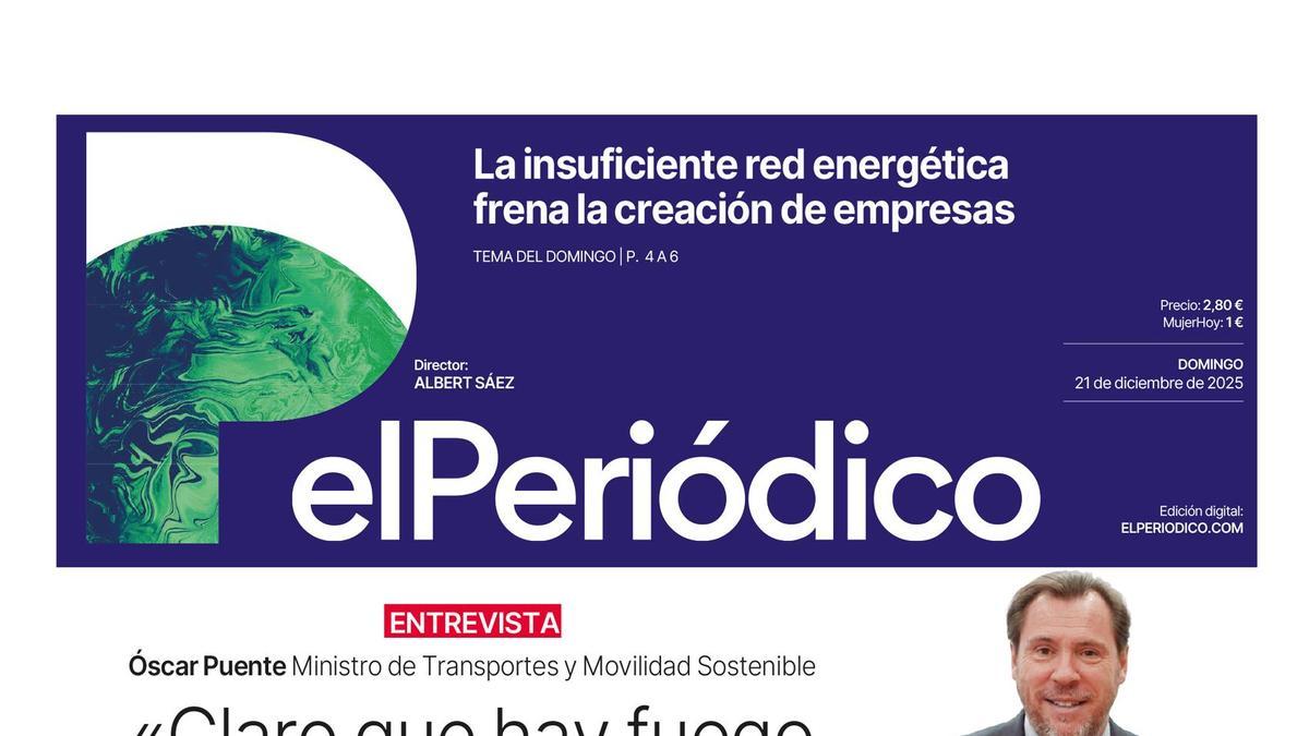 La portada de EL PERIÓDICO del 21 de diciembre de 2025