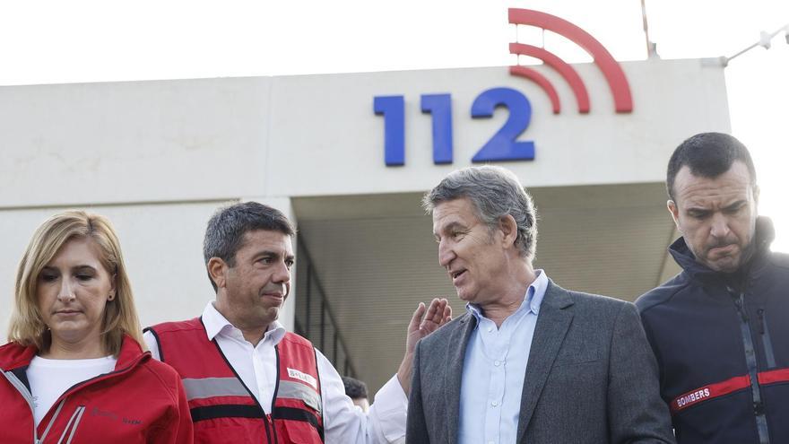 Vicent Mompó, a la derecha, con Pradas, Mazón y Núñez Feijóo, el 31 de octubre.
