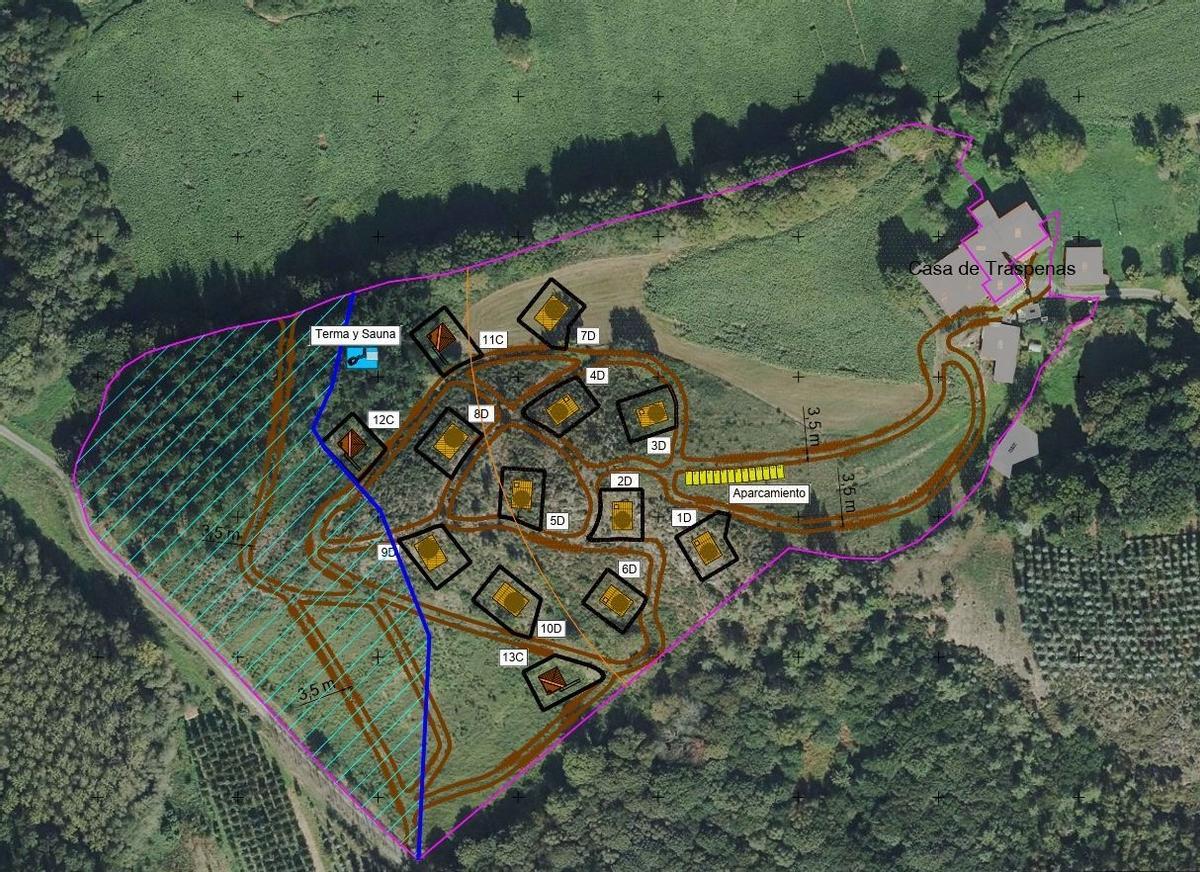 Instalaciones del futuro camping de Artiño.