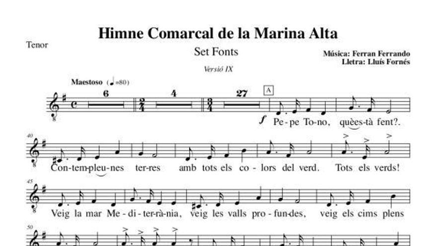 Partitura del himno «Set Fonts». | LEVANTE-EMV